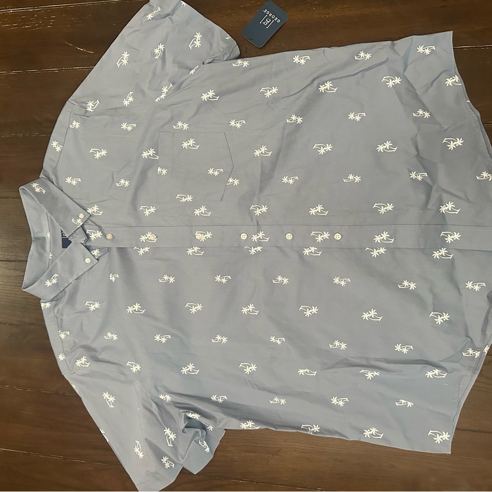George Light Blue Shirt with White Palm Print